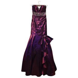 MORI LEE Lustrous Purple Strapless Mermaid Prom Dress sz 2